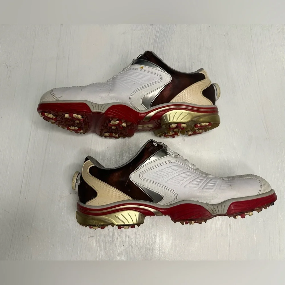 FootJoy FJ Sport BOA 53224 Men’s Golf Shoes 9.5M White Red Brown Spiked